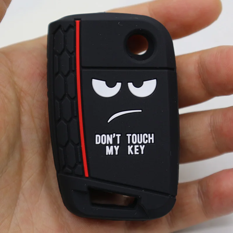Черный Dont Touch My Key 3 кнопки чехол для ключа автомобиля для VW Golf 7 MK7 Seat Leon 3 Ibiza 4 5 Toledo 4 Arona Ateca Skoda Octavia - Название цвета: Черный