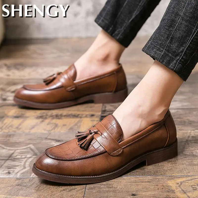 PU Leather Low Heel Formal Shoes Men 