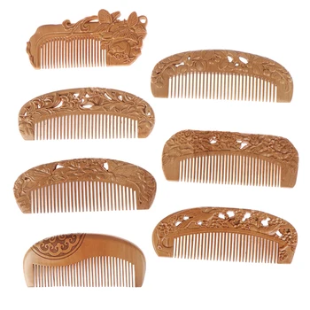 

7 Styles Natural Peach Wood Comb Healthy No-static Massage Hair Wooden Comb Health Care New Design Combs