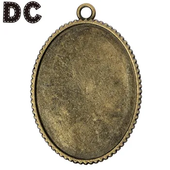 

10pcs/lot Ancient Green Blank Design By Lettering Tray Pendant Fit 30x40mm Cabochon Cameo Setting DIY Necklace JewelryMaking
