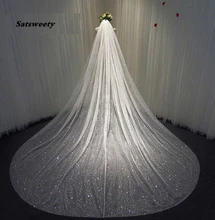 

Sparkly Bling Bling Bridal Wedding Veils Bridal Veils Long Cathedral Length Sequined Beads Bride Veil With Free Comb