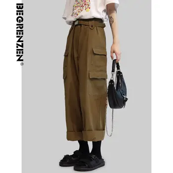 

HOUZHOU 2020 Autumn Cargo Pants Women Streetwear Korean Style Fashion Women Trousers High Waist Wide Leg Pants Pockets Harajuku