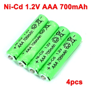 

4pcs AAA 1.2v NI-Cd Batteries 700mAh Rechargeable ni Cd Battery 1.2V Ni-cd aaa batteries For Electric remote Control car Toy RC