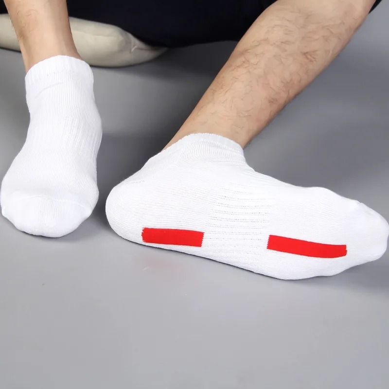 

Men's Sports Socks Thickened Loops White Socks Control Men's Cotton Towel Soles Basketball Socks Simple Stripes Absorb Sweat