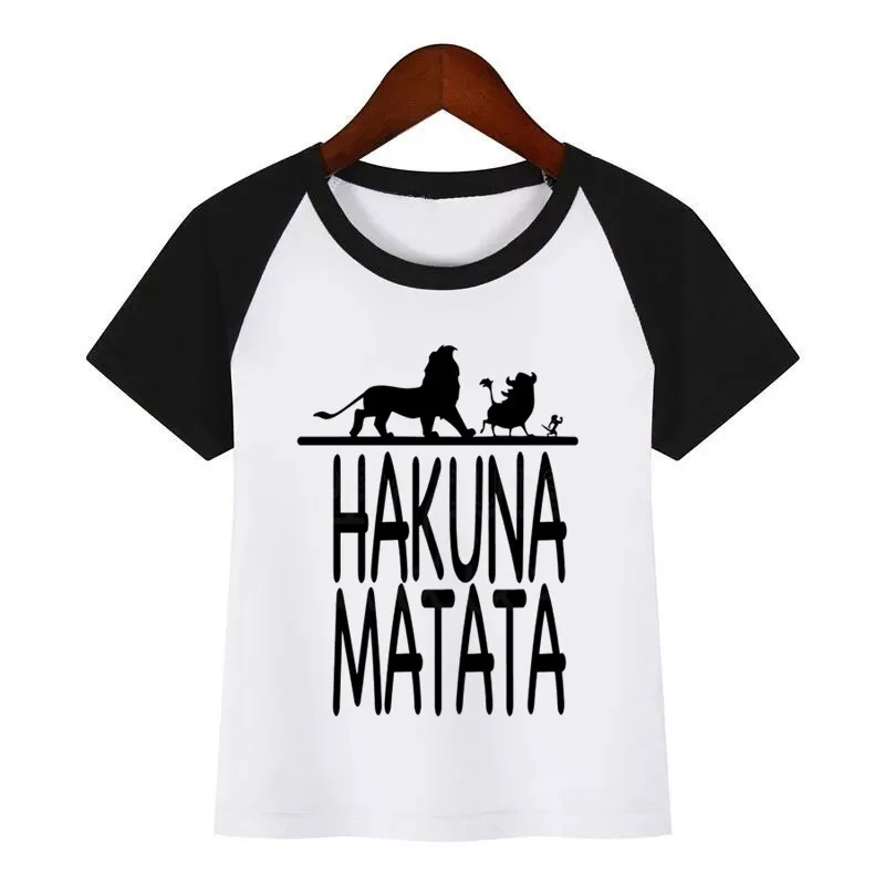 HAKUNA MATATA/футболка с принтом животных для мальчиков и девочек; детская забавная футболка с рисунком короля льва; детские летние топы с короткими рукавами; одежда для малышей - Цвет: K119B