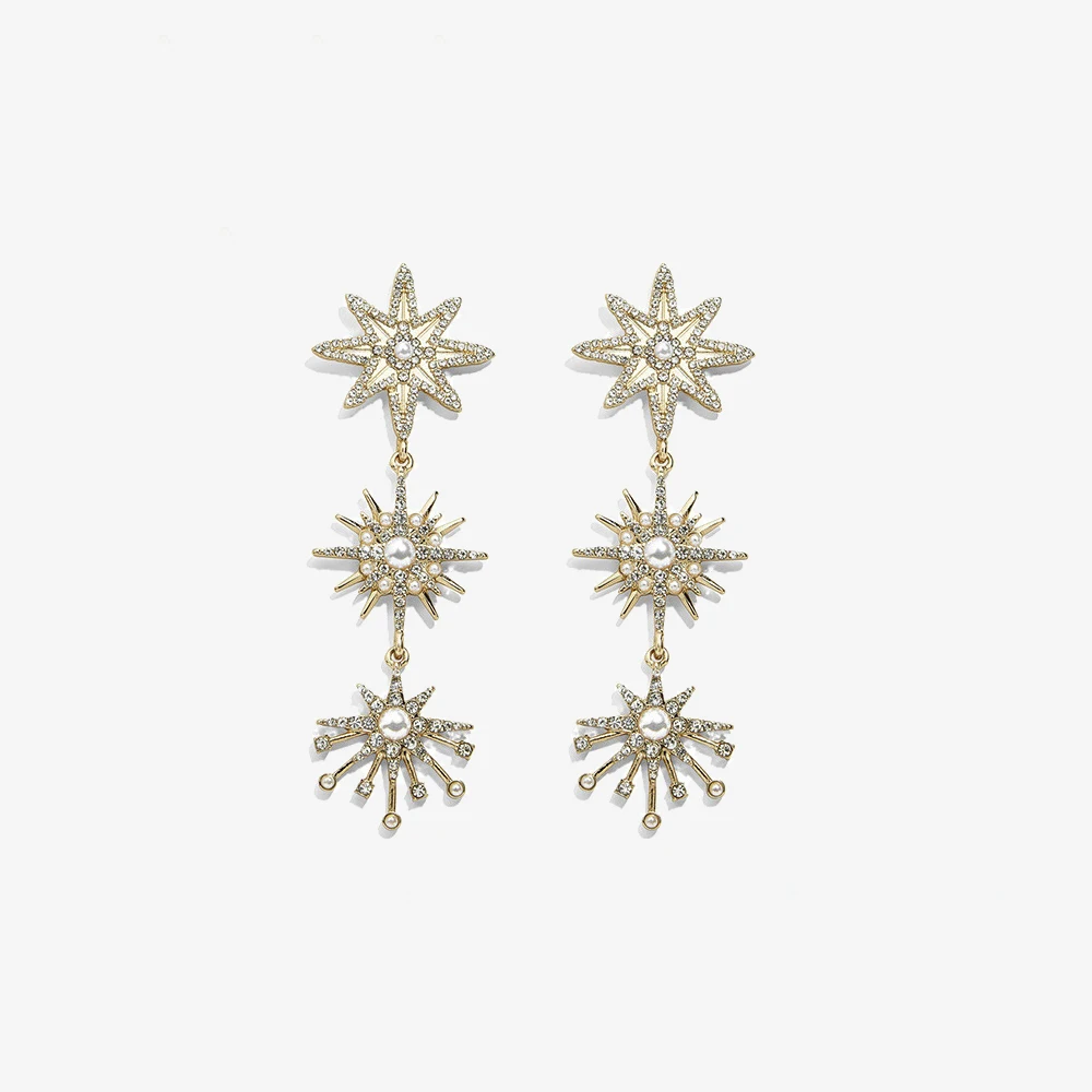 Lost Lady Fashion Dangle Star Earrings Shiny Rhinestone Earrings for Women Statement Long Party Jewelry For drop earrings,dangle earrings,long earrings