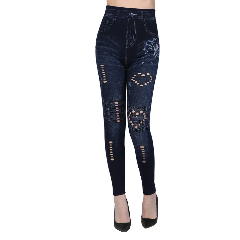 blue Vogue Adisputent, женские джинсы с принтом, бесшовные длинные брюки, модные повседневные узкие брюки-карандаш размера плюс, джинсы со шлейфом - Цвет: blue