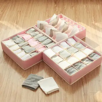 

High Elastic Ion Mesh Cloth Socks Storage Box Foldable Multi-grids Underwear Storage Box Washable Compartments Wardrobe Box