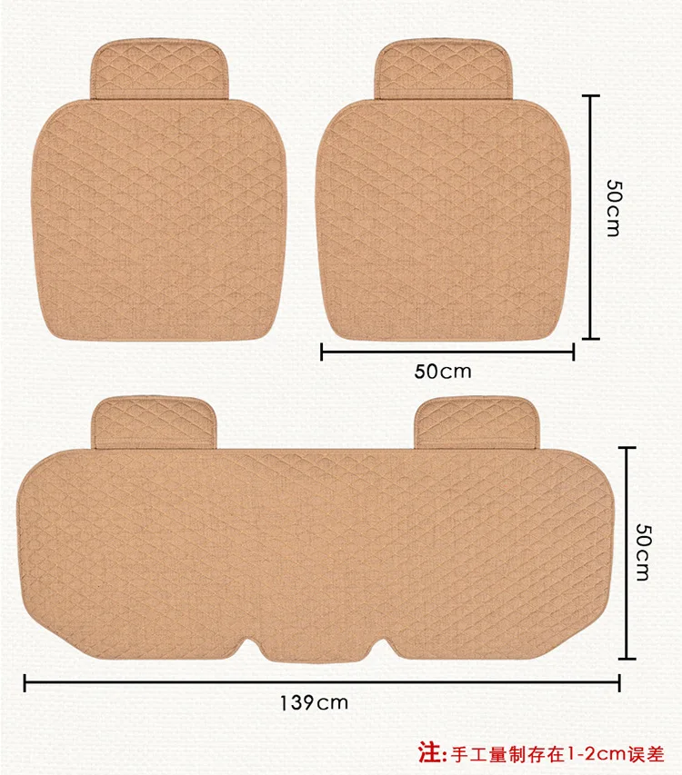 Linen Fabric Car Seat Cover Four Seasons Front Rear Flax Cushion Breathable Protector Mat Pad Auto Accessories Universal Size