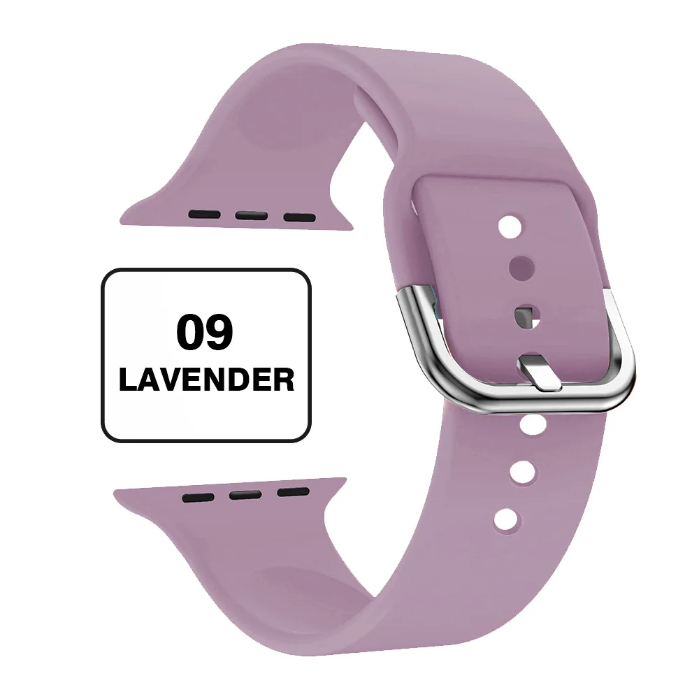 Band for Apple Watch 4 40mm 44mm Soft Silicone Sport Breathable Bracelet Strap for iWatch Series 5 4 3 2 1 correa 38mm 42mm - Цвет ремешка: Lavender