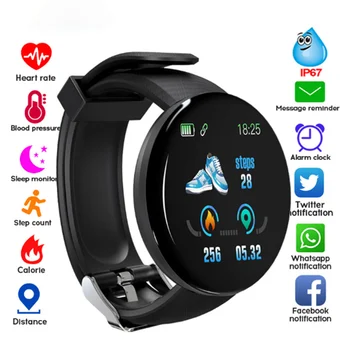 

D18 Smartwatch Fitness Watches Smart Watch Men Women Blood pressure Step Stopwatch for IOS Android Smart Bracelet