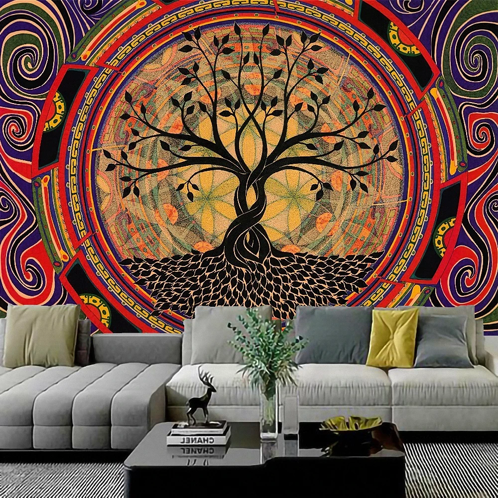 Psychedelic Wallpaper Tapestry Mandala Posters Macrame hippie Tapestries  Banners Flag Wall Chart for Living Room Home Dorm Decor|Tapestry| -  AliExpress