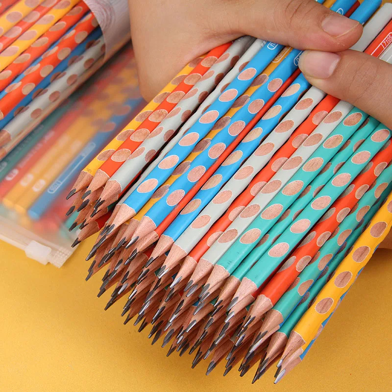 30pcs 2B/HB Triangle Wooden Lead Pencils Creative Hole Posture Correction Pencil For Kid Gifts School Office Stationery Supplies