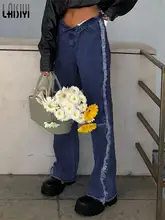 Y2K Side Tassel Baggy Jeans Women Low Waist Wide Leg Straight Trousers Grunge Denim Pants Fashion Mom Jeans 2022 Women's jeans