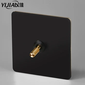 

Brass wall switch,Vintage metal toggle knob 220V 1/2/3/4Gang.2Way 10A switch for living room brass lever black panel