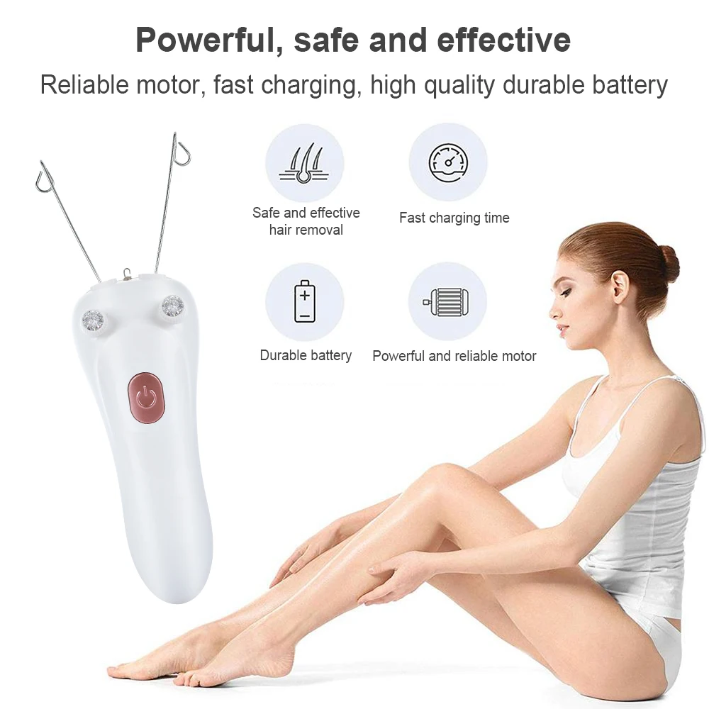 

USB rechargeable Electric Epilator Body Facial Hair Removal Defeatherer Cotton Thread Depilator Leg Armpit Bikini Trimmer Women