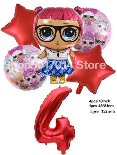6 шт горячий стиль сюрприз кукла алюминиевый шар бар День рождения украшения Свадебные украшения воздушные шары - Цвет: 6PCS