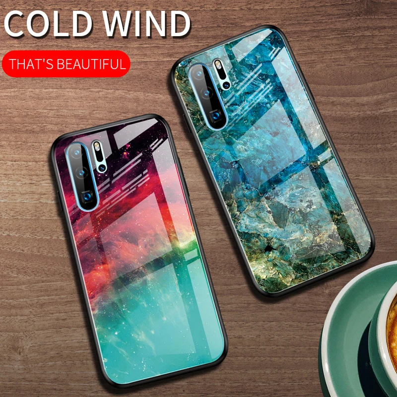 Чехол из закаленного стекла для huawei p30 p20pro nova3e новый градиентный
