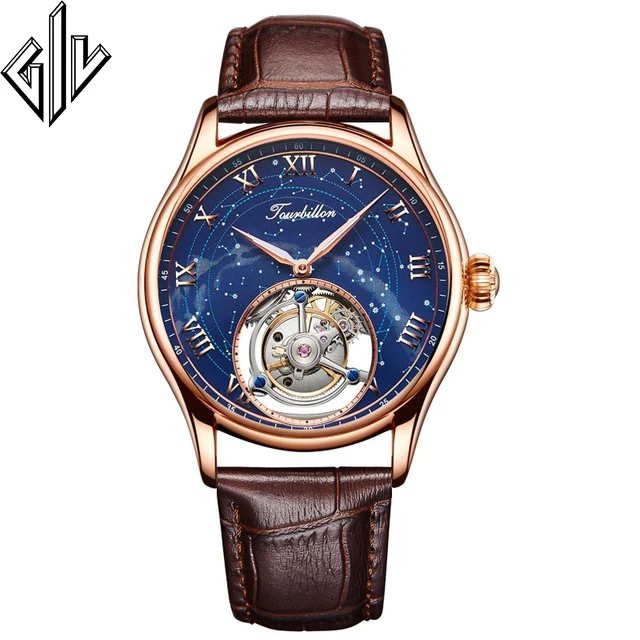 Tourbillon GIV часы для мужчин 100% люксовый бренд Скелет ручной Ветер механические montre