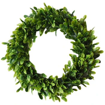 

Leaf / Flower Wreath, 17.7 Inch Eucalyptus Wreath Round Wreath Front Door Green Garland Garland For Home Office Wall Christmas W