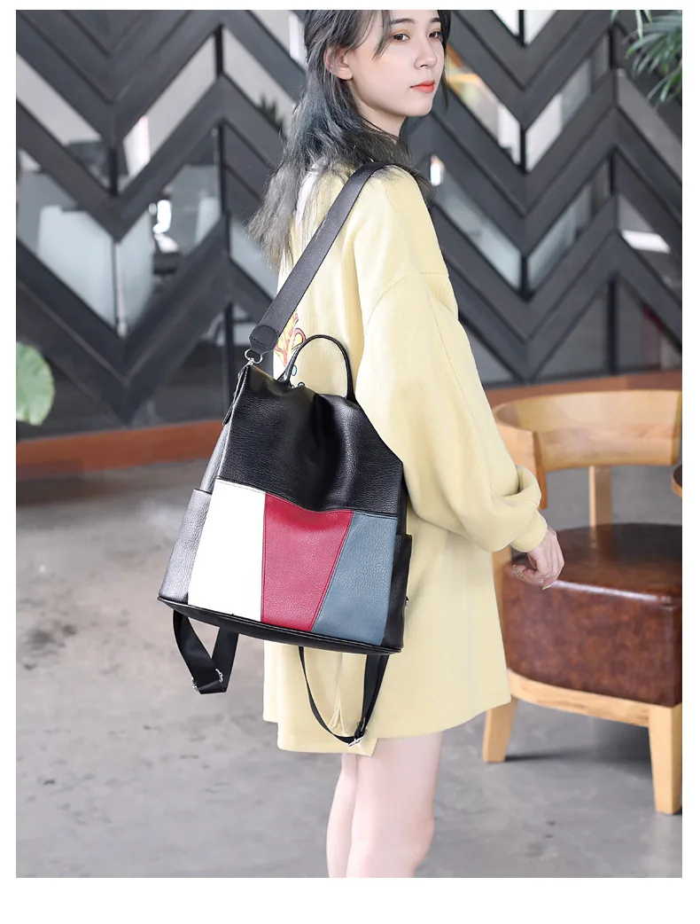 High Quality PU leather Panelled backpack White Black Anti Theft Women Backpack 2019 Fashion Brand Rucksack for Ladies Back Pack (11)