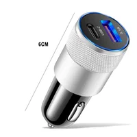 Chargeur de voiture 2 ports USB Type C 3A 12V 15W, charge rapide, adaptateur allume-cigare, prise de courant, pour iPhone Samsung 6