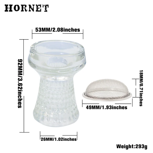 HORNET Clear Glass Hookah Bowls Premium Shisha Tobacco Bowl With Stainless  Steel Mesh Chicha Narguile Accessories