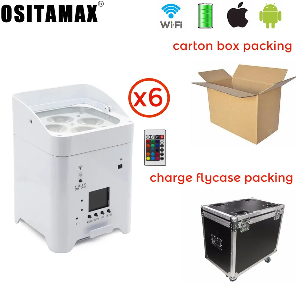 4x12w Mini LED Par Can Wash Light DMX Wireless Wifi Control IR Remote RGBWA UV 6IN1 Battery Uplighting for Wedding Stage Disco | Лампы и