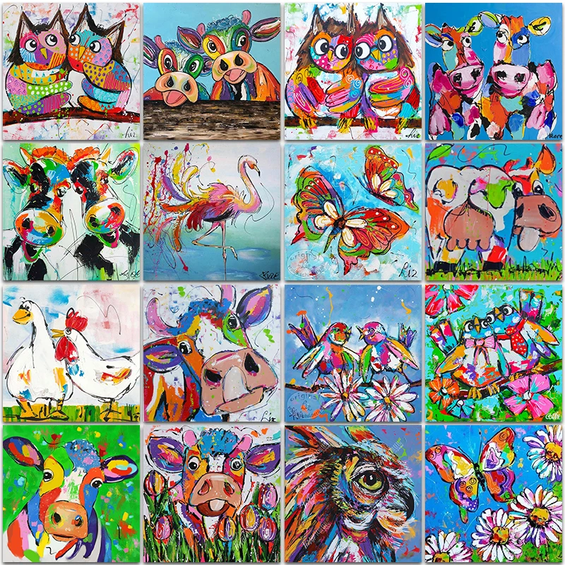 5D DIY Diamond Painting animal kit Color cow owl Flamingo flower home decor Full Square&ampRound mosaic embroidery Cross stitch Art | Дом и