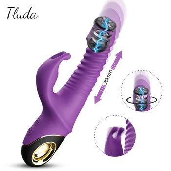 2022 Rabbit Vibrator Automatic Telescopic Rotation G-Spot Clitoris Stimulator Female Masturbation Sex Toys For Women Adults 18 2