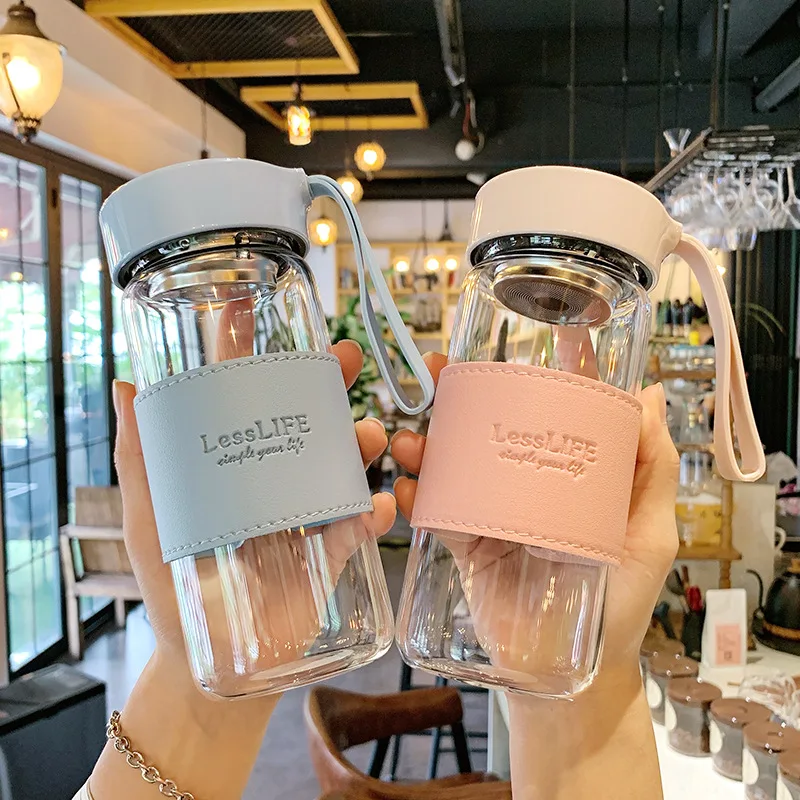 Water Bottle Japanese Style 480ml with Tea Infuser Insulation Sleeve