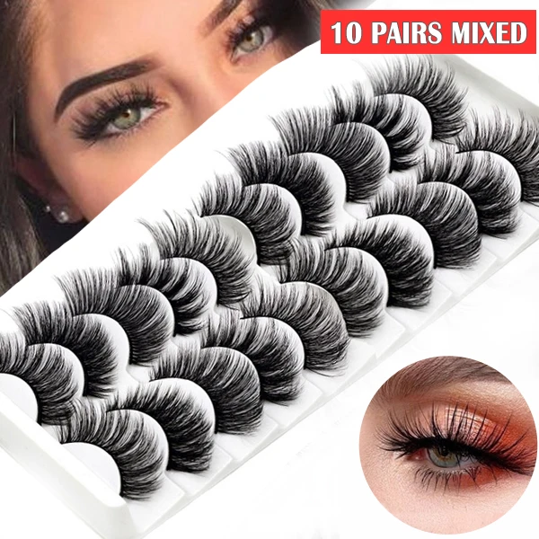 

10 Pairs/set Black Mink False Eyelashes For Woman Long Fake Lashes 3D Extension Eyelash Mink Eyelashes for Makeup Beauty