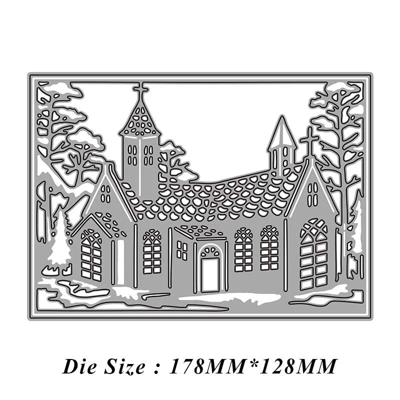 

2021 New Christmas Cut Die Houses Trees City Border Metal Cutting Dies Diy Molds Scrapbooking Paper Making Die Cuts Crafts