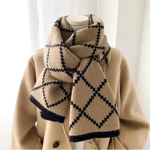 Christmas Pure Cotton Lady Big Shawl Imitation Cashmere Scarf Soft Skin-friendly Thickening Warm Letter Printing Shawl Scarf 4