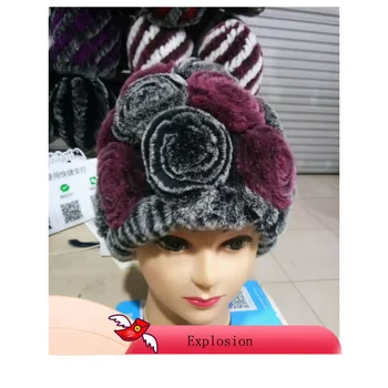 

Women fur hat for winter natural rex rabbit fox fur cap russian female fur headgear 2018 brand new fashion warm beanies cap