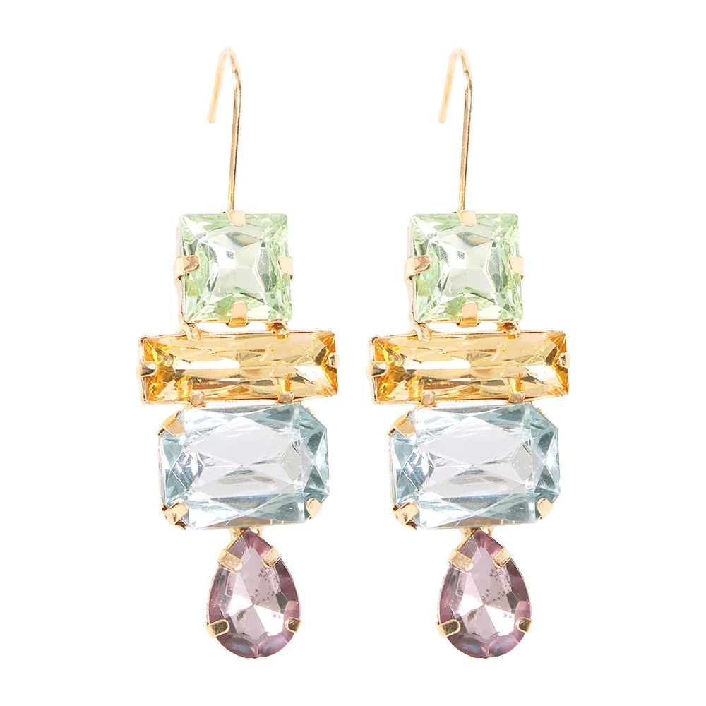 2019 новые модные брендовые геометрические серьги с кристаллами женские цветные