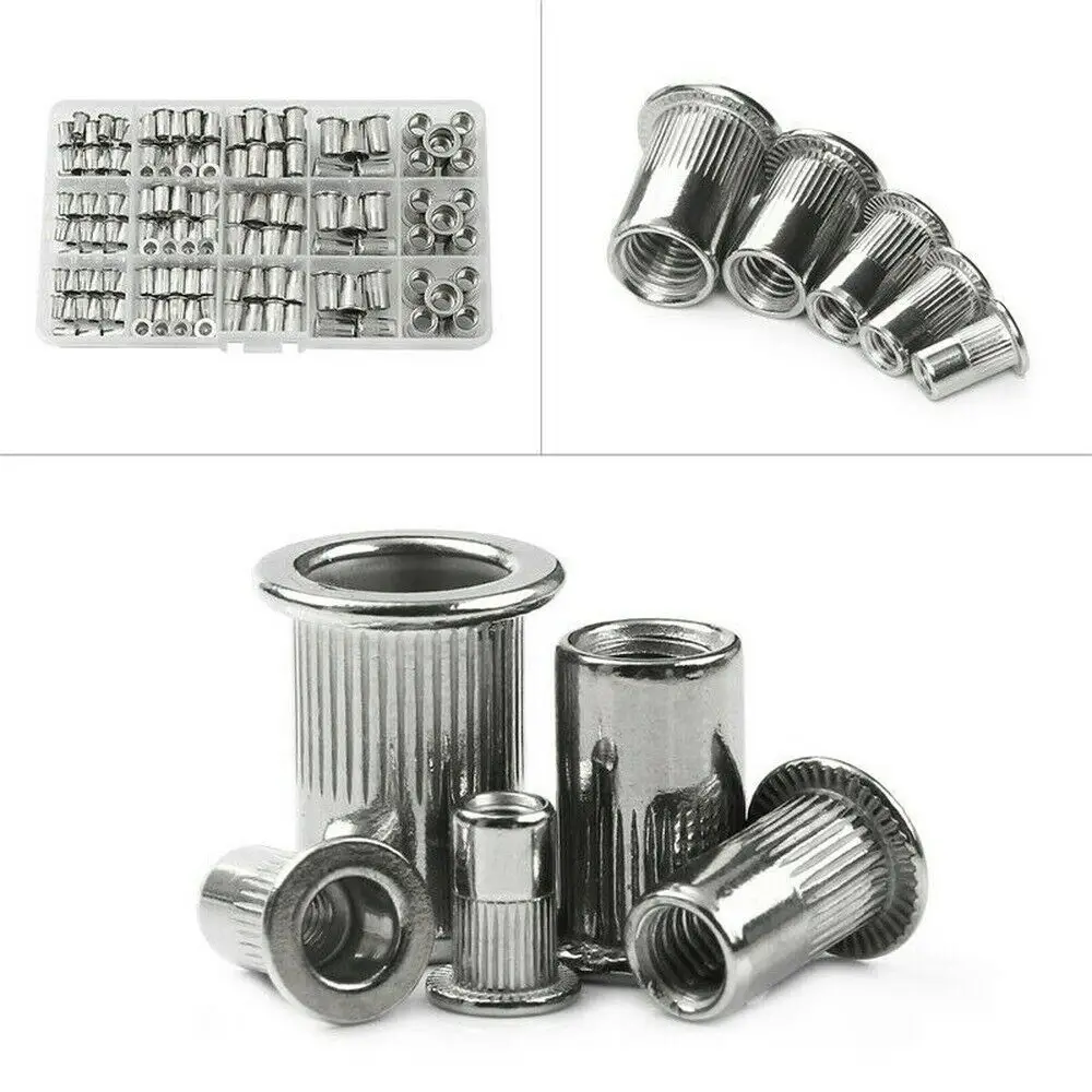 150Pcs Rivet Nuts Aluminum alloy Heavy Duty Threaded Insert Nutsert Rivnuts for Riveter Riveting Nut Gun Tools