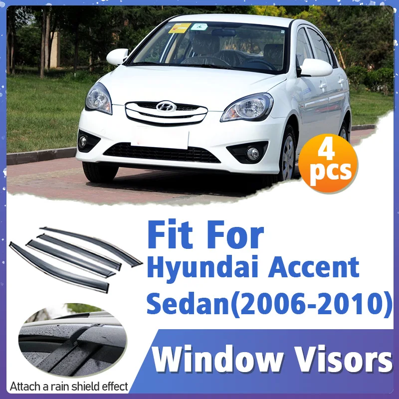 

Window Visor Guard for Hyundai Accent Sedan 2006-2010 Vent Cover Trim Awnings Shelters Protection Sun Rain Deflector Accessories