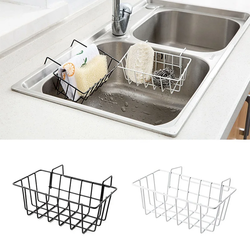 

1PC Hanging Drying Basket Kitchen Iron Drain Rack For Sink Storage Drain Rack Small Tool Storage Bag