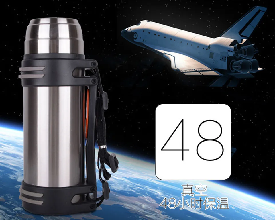 Thermos Isotherme 1,6L Acier Inoxydable 304 - Garde Le Chaud 36h, Le Froid 24h - Avec Sangle Et 2 Gobelets