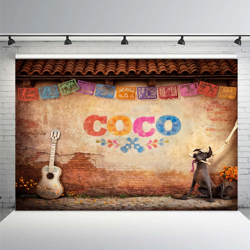 Виниловый фон для фотосъемки Коко Мигель кирпичная стена Данте собака гитара
