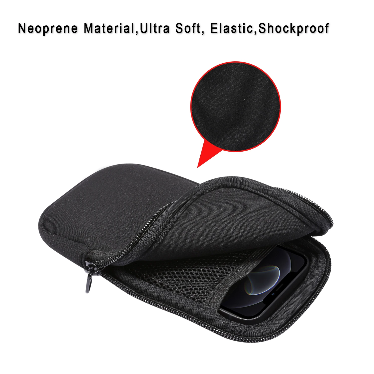 Universal Neoprene Zipper Shockproof Mobile Phone Storage Pouch