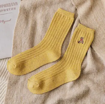 

Embroidery Little Bear Socks Heap Socks Lengthen Keep Warm Socks Woman Socks