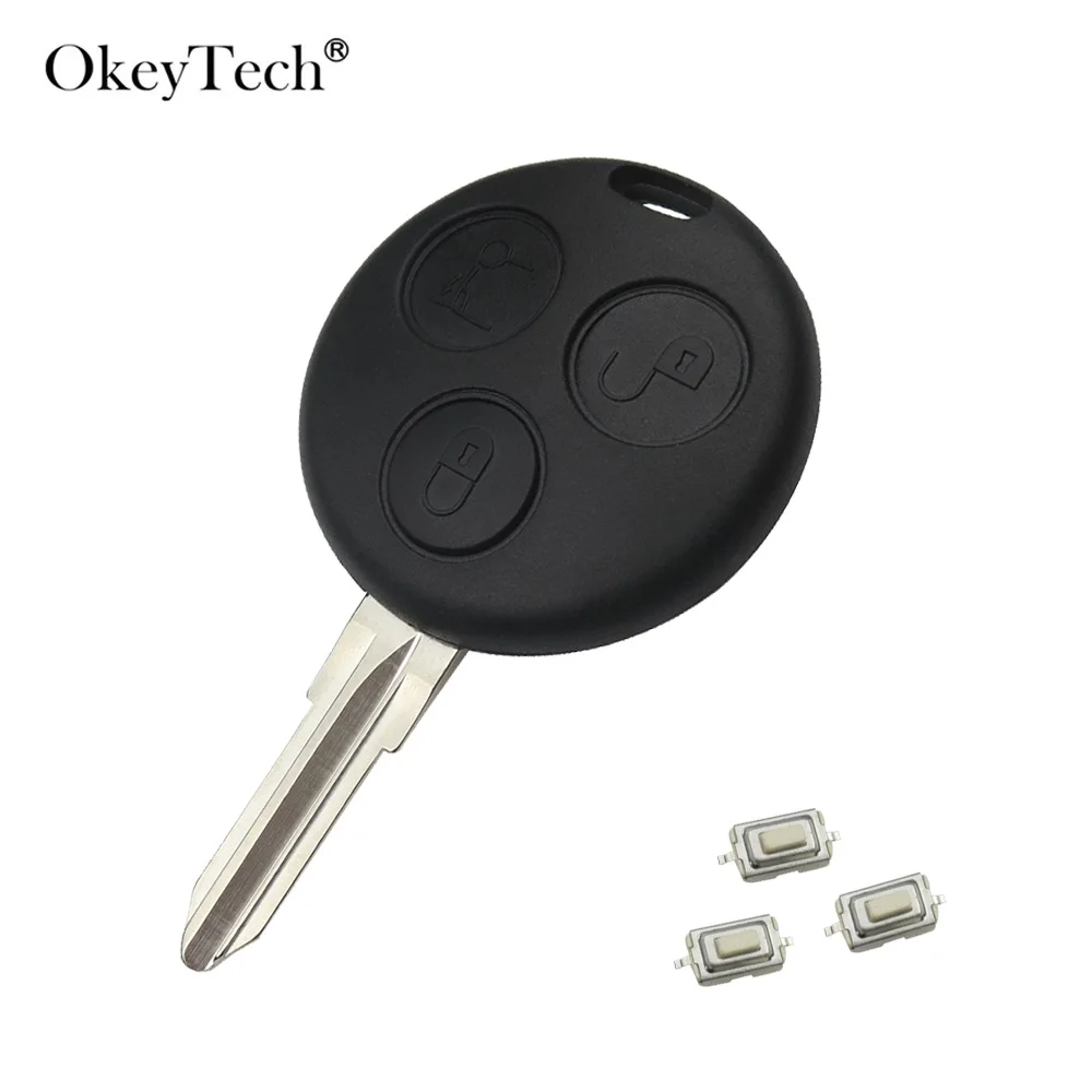 

OkeyTech 3 Button Replacement Car Key Shell For Mercedes Benz SMART Fortwo 450 Forfour Roadster Case Cover Fob With Micro Switch