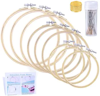 

LMDZ 9 Pcs Embroidery Hoop Set for Beginner, 3 Sizes Cross Stitch Hoops, Cross Stitch Circle, Embroidery Circle