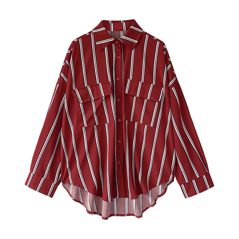 Новая Корейская версия, свободная полосатая рубашка, женская дизайнерская ниша, модная повседневная женская рубашка