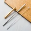 IRONX Экологичные многоразовые телескопические соломинки из нержавеющей стали с 1 щеткой и металлическим корпусом - Цвет: Золотой