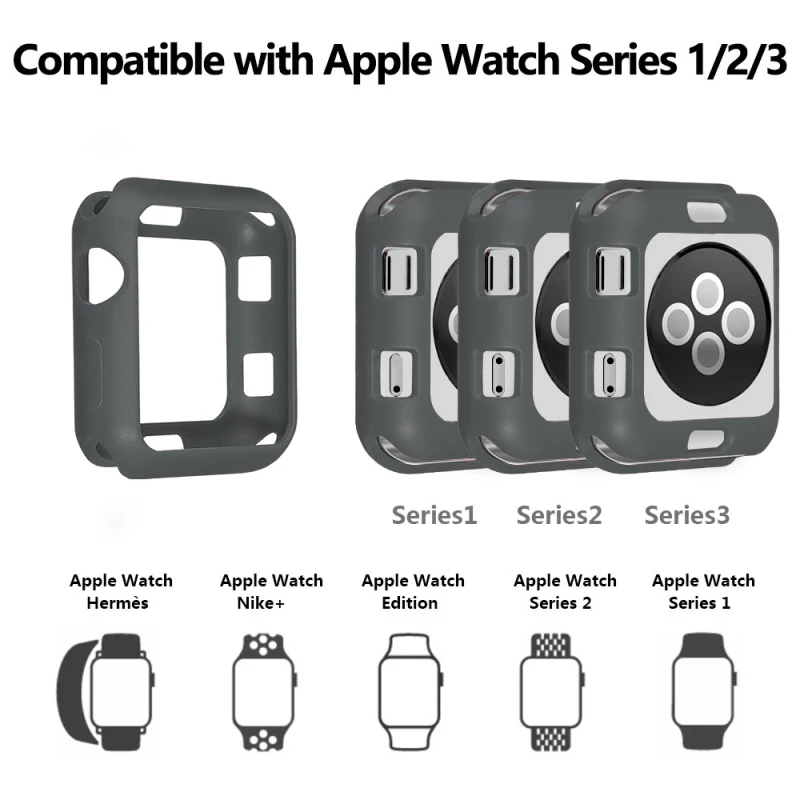 

Suitable for Apple Watch 4 3 2 1 38mm 40mm Solid Color Matte Shell Silicone Case Screen Protective Case Cover Box Frame Untuk