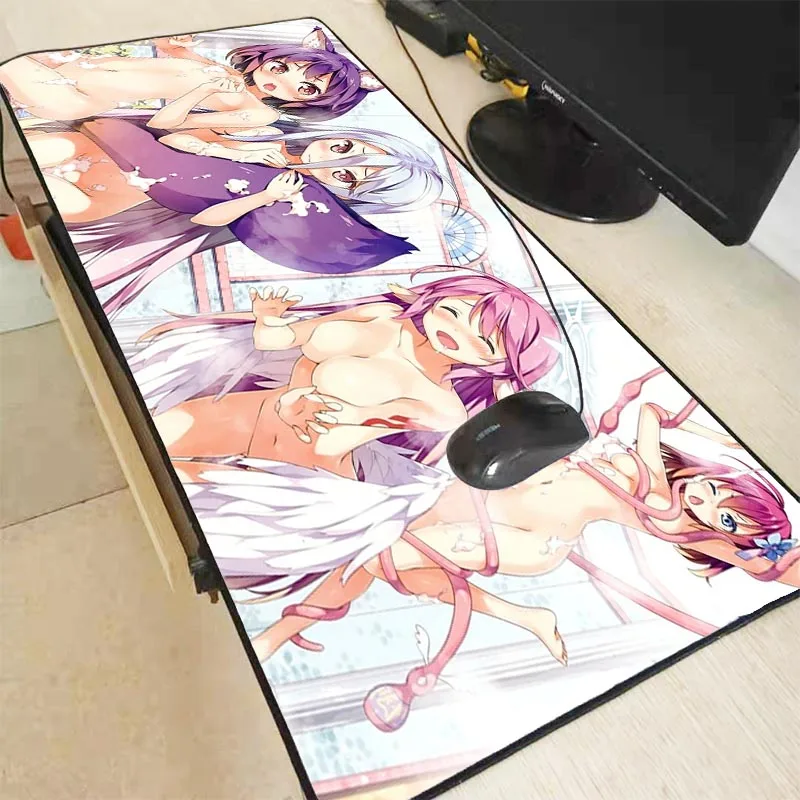 

XGZ Sexy Anime Girl Large Gaming Mouse Pad Lock Edge Mouse Mat Laptop Computer Desk Pad Keyboard Mat Mousepad for CSGO DOTA XXL