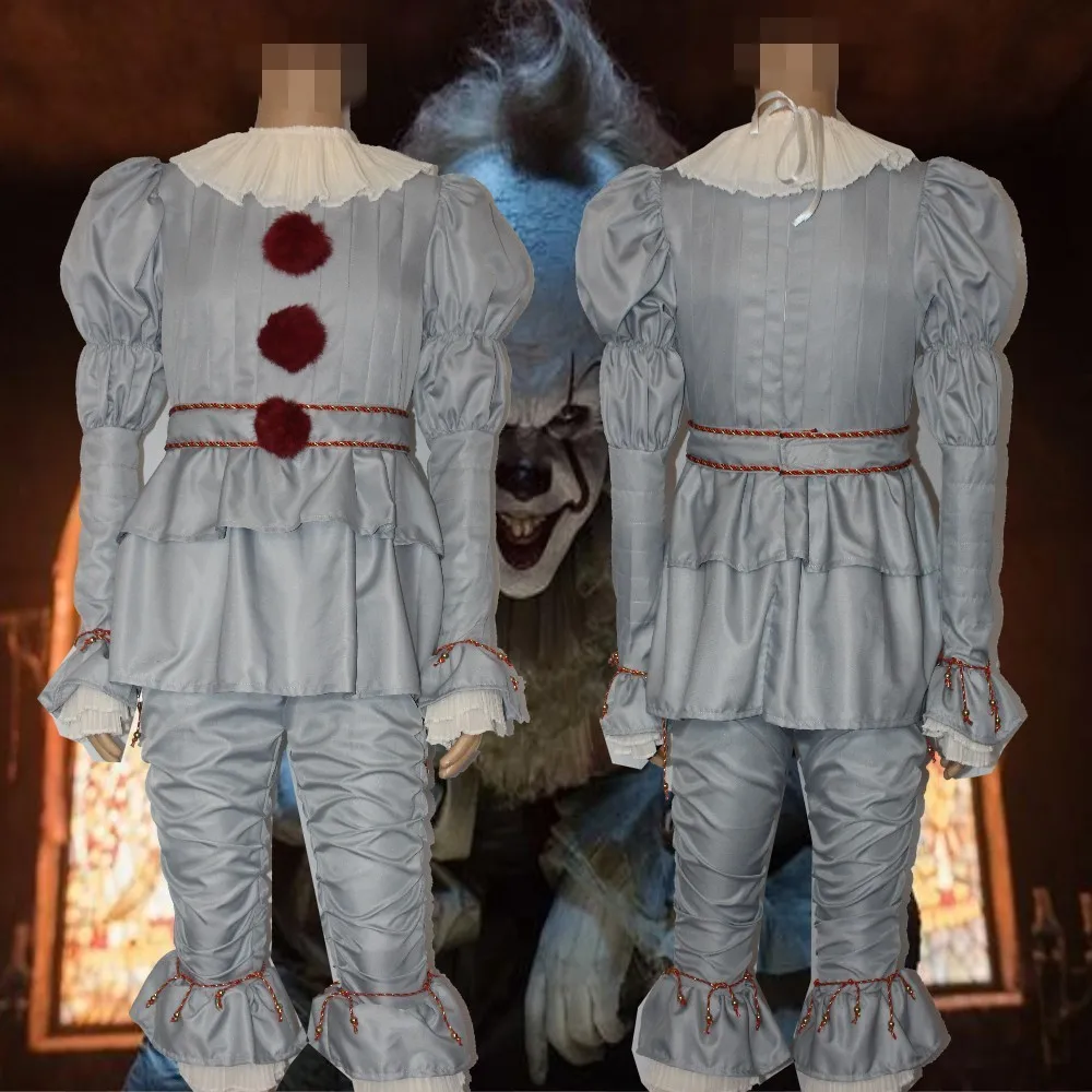 

Clown Stephen King's It Pennywise Scary Joker Suit Cosplay Costume Fancy Halloween Horror Batman Women Men Mask